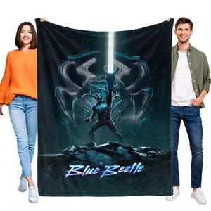 Throw Blanket Blue Beetle for Kids Boys Girls All Season Soft Flannel - Picture 1 of 7