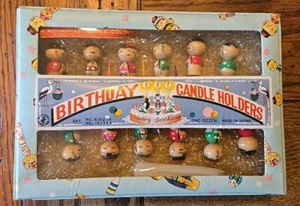 Vintage Kokeshi Wooden Birthday Candles Cocktail Picks Mid-Century Barware Japan - Picture 1 of 9