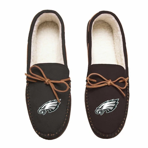 NFL Philadelphia Eagles Men's Sherpa Lining Moccasin Slippers-Size 13-14 Cover