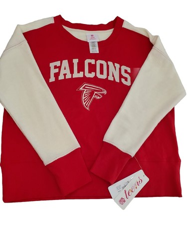 VETEMENTS Felpa Pullover NFL Teens Junior Taglia L 11 13 Falcons Rosso e Avorio Logo