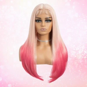 Pink Blonde 4 Inch Deep Hand-Tied Part Lace Front Wig - Picture 1 of 6