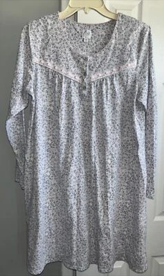 Camisón Aria Mediano Mezcla Algodón Tejido Mangas Largas Smocking Rosa Gris Animal Foto 1 de 4