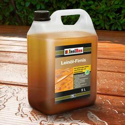 NATUR Holzschutz LEINÖL- FIRNIS 5L Holzöl  Gekocht Leinölfirnis Holz Möbel Lasur - Bild 1 von 4