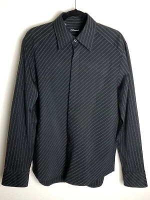 Camisa de vestir 7 diamantes para hombre XL negra a rayas 4 vías elástica manga larga Foto 1 de 4