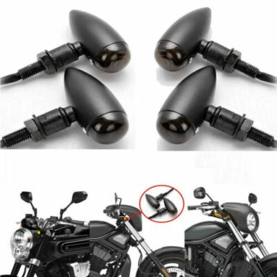 4x For Harley Sportster XL 1200 883 Custom Motorcycle Turn Signals Lights Black - Image 1 of 4