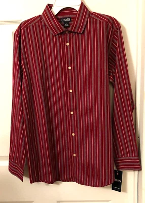 NUEVA CAMISA CHAPS by Ralph Lauren a rayas roja oscura para niño L 14/16 nueva con etiquetas $34. Foto 1 de 2