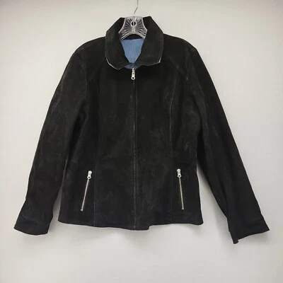 Jaqueta Cervelle Feminina Grande L Azul Preta Longa Reversível Algodão Denim Camurça - Imagem 1 de 4