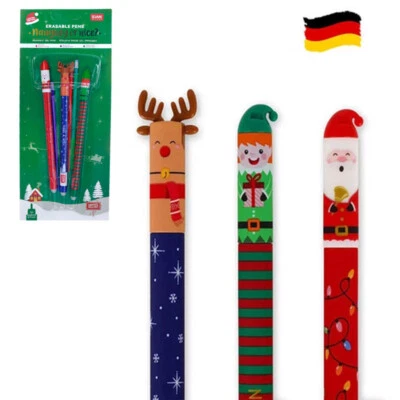 Neu Legami Set Weihnachten mit 3 löschbaren Gelstiften Santa Claus Reindeer Elf - Bild 1 von 4