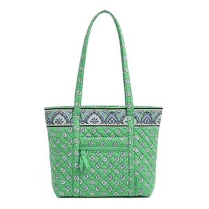 Vera Bradley Cotton Small Vera Tote Bag Garden Green Leaf - Picture 1 of 4