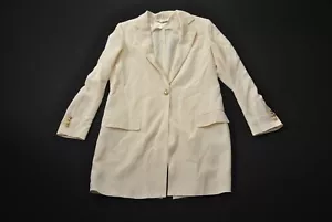 Stained Silk Kiton Women Jacket Blazer Size 44 Ivory Gold Buttons 5624GL - Picture 1 of 11