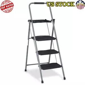 3 Step Folding Ladder W/ Tool Tray Anti-Slip Pedal Portable Household Ladder New - Picture 1 of 8