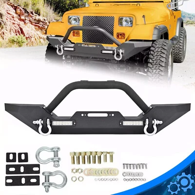 Front Bumper For Jeep Wrangler 1987-2006 TJ YJ W/LED Lights D-Rings Rock Crawler - Image 1 of 4