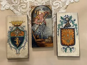 Set Of 3 Vintage Hand Painted Italian Majolica Tile Wall Plaque - Picture 1 of 16