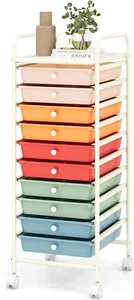 Multi-Color 10-Drawer Rolling Storage Cart with Lockable Casters - Picture 1 of 15