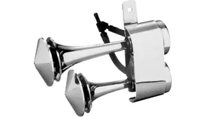 Harley Davidson 1985-Up Rivco Chrome Dual Air Horns Kit 128dB Left Side Mount - Picture 1 of 1