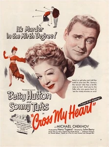 Print Ad Cross My Heart Film 1946 Hutton Full Page Large Magazine 10.5"x13.5" - Picture 1 of 1