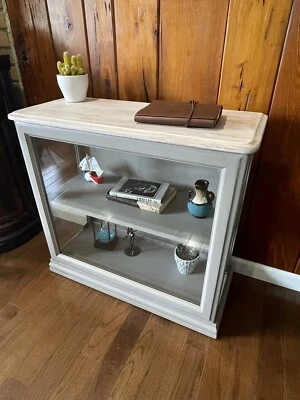 Farmhouse Style Curio Display Cabinet Solid Wood - Image 1 of 4