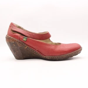 El Naturalista Wedge Mary Janes Women's Size EU 37 Red Leather Spain - Picture 1 of 9