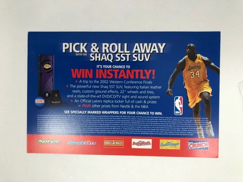 SHAQUILLE O'NEAL SHAQ LAS ANGELES LAKERS PROMOTIONAL CRUNCH VINTAGE POST CARD Cover
