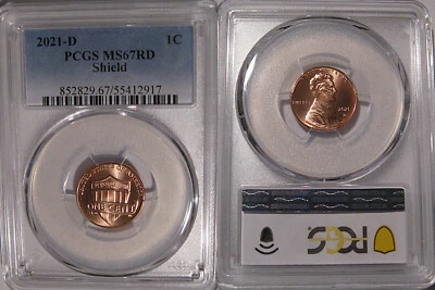 2021 D Lincoln SHIELD Cent 1c PCGS MS67RD - Imagem 1 de 2