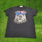 Patriotic American Bulldog Flag Art Shirt Womens 2XL 24x29 Faded Black Big-Print