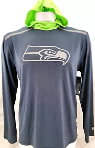 NEW Seattle Seahawks NFL Team New Era Navy Hoodie Athletic LS Shirt Men's L - Picture 1 of 9