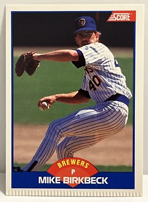 1989 Score Mike Birkbeck Milwaukee Brewers #596 - Machine Error - Image 1 of 4