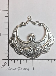 13924 2 Pc Matte Silver Oxidized Victorian Dangle Jewelry Finding - Picture 1 of 3