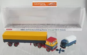 Wiking 1:87 H0, Scania 111 Sattelzug stahlblau + VW T 1 ozeanblau Werbemodelle - Bild 1 von 4