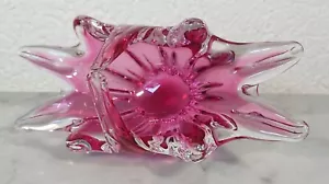 Josef Hospodka Borocrystal Czech cuenco de vidrio cuenco de vidrio rosa Bohemia 331 g - Imagen 1 de 12