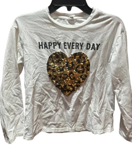 Shein Girl's Long Sleeve T-Shirt Heart Logo Size 9Y - Picture 1 of 2