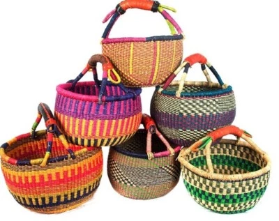 Cesta PEQUEÑA de Ghana africana de 9"-11"" | Almacenamiento | Cesta de mercado - Surtida 1A Foto 1 de 4