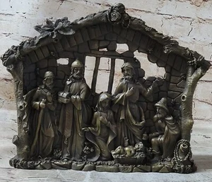 Placa de nacimiento de Jesucristo escultura de bronce arte religioso cristianismo - Imagen 1 de 9