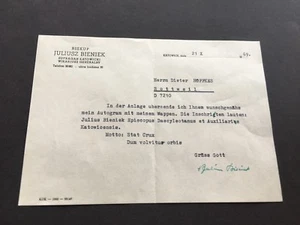 JULIUS BIENIEK †1978 Bischof von Kattowitz, Polen signierter Brief 6 x 8`  - Bild 1 von 1