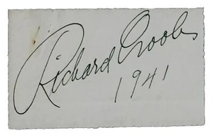 RARO! Firma recortada de Richard Crooks "Opera Legend" de certificado de autenticidad fechado - Imagen 1 de 3