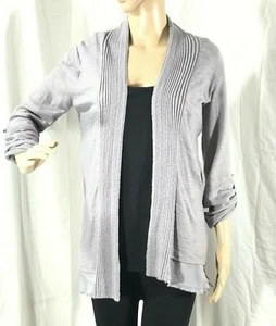 LC Lauren Conrad Womens Open Front Light Gray Cardigan Fringe Size Small - Picture 1 of 9