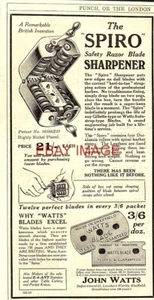 Advert SPIRO Safety Razor Blade Sharpener Original 1926 Shaving Print Ad 726/09 - Picture 1 of 1