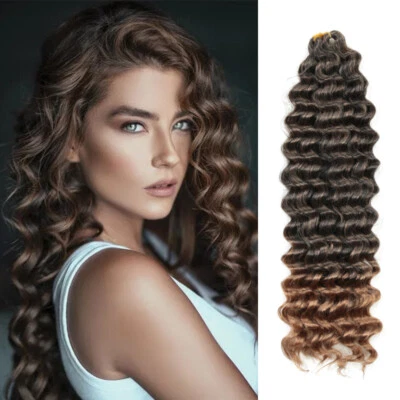 Extensión de cabello trenzado torcido trenzas de ganchillo rizado a granel onda profunda de 20 pulgadas 50 cm Foto 1 de 4