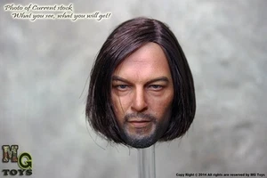 MG Toys Custom Made 1/6 Scale Implanted Hair TWD Daryl Dixon Head Sculpt  - Picture 1 of 6