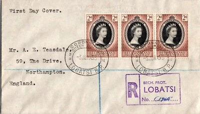 1953 UK Bechuanaland Coronation Elizabeth II Cover To England Northampton FDC - Image 1 of 2