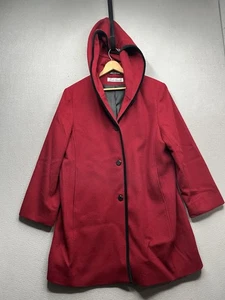Alfred Dunner Mantel Damen Wolle rot Gr. XL Knöpfe Kapuze hat Taschen - Bild 1 von 8