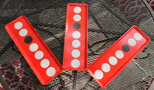 IKEA Bevista Serving Trays SET OF 3 Red Orange Melamine with Black & White Dots - Picture 1 of 10