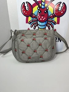 Vera Bradley Quilted Denim Gray Embroided Carson Mini Shoulder Crossbody Bag - Picture 1 of 13