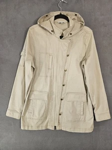 Cabi Womens Large Khaki Jacket Full Zip Hood Buttons Pockets Trench Boho - Picture 1 of 9