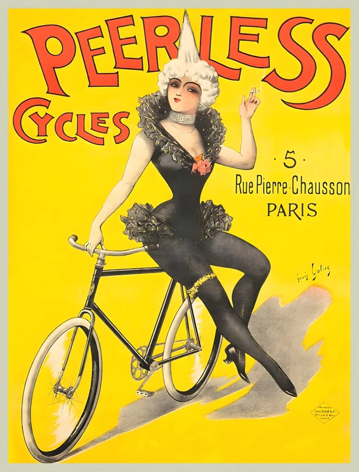 16500.Wall Decor Poster.Interior Art.Peerless Cycles French Ad Showgirl Pin Up - Image 1 of 1