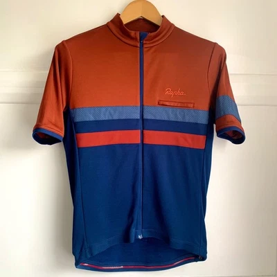 Rapha Merino Wool Brevet Jersey II Mens Medium Brick Red Navy Blue Short Sleeve - Image 1 of 4