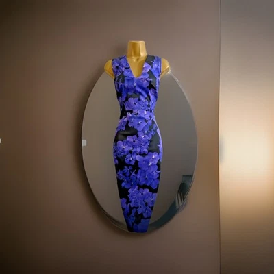 KAREN MILLEN PURPLE FLORAL-PRINT  PENCIL-WIGGLE  DRESS UK 16  (US 12) EUR 44 NWT - Image 1 of 4