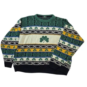 Emerald Isle Ireland Knit Sweater XL St. Patrick's Day Shamrock Green Fair Isle - Picture 1 of 7