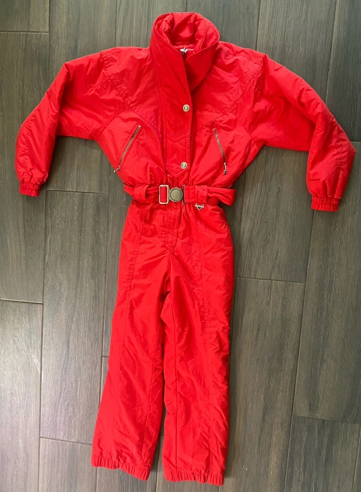 Vintage Fera Skiwear Ski Snow Suit Ladies Size 6 Retro 70 80’s Red Elegant Zip - Image 1 of 4