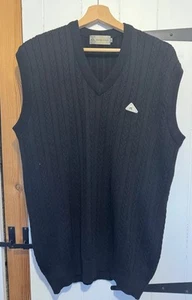 Monte Carlo 100% Magna Wool Sweater Vest Mens Black Size 44 - VINTAGE - Picture 1 of 5